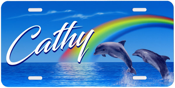 Dolphin Rainbow Auto Tag