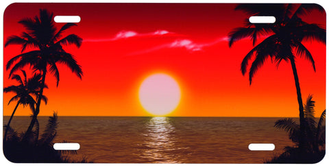 Full Color Tropical Sunset Auto Tag