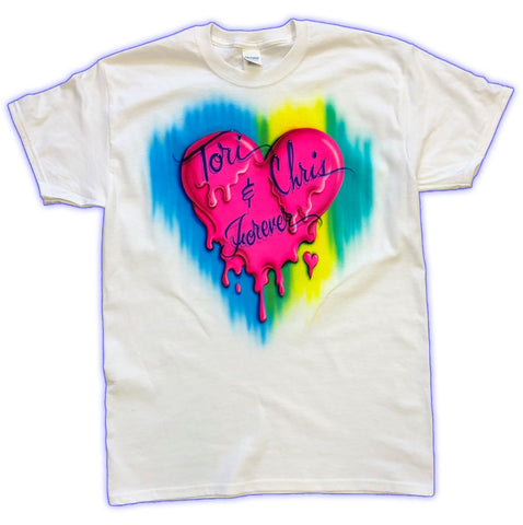 Melting Heart Airbrushed Couples Tshirt